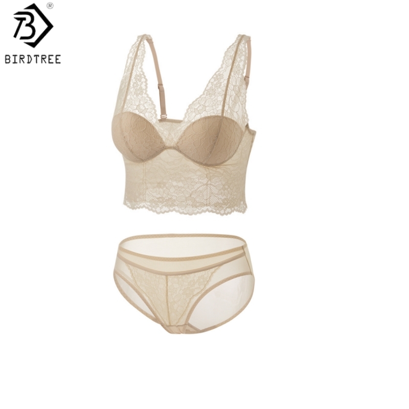 Bralette Wireless Soft - Birdtree, Silk Lining Women's Elegant Bra
