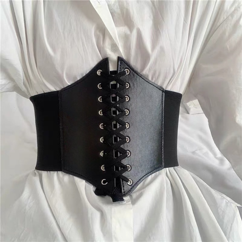 Corset Waist Cinch - Fashion Corset Wide Belts Faux Leather