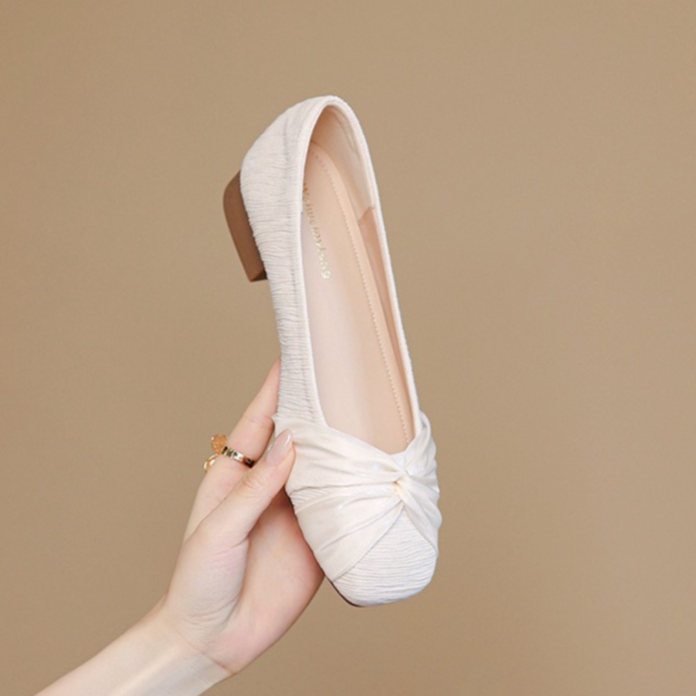 Slip Dress Satin - Elegant Women’s Flats Satin Thick Heel