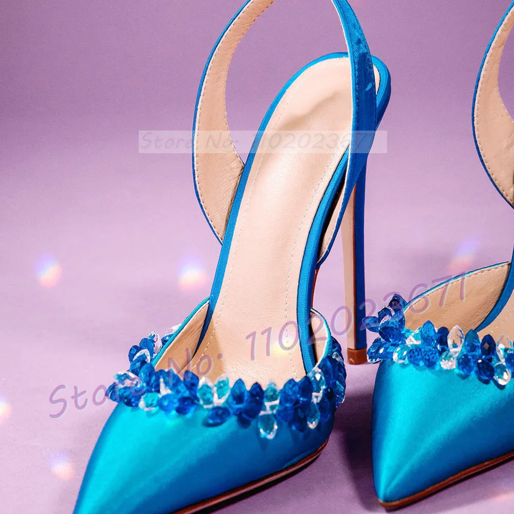 Blue Crystal Trim Elegant Sati - Slip Dress Satin 评论和价格
