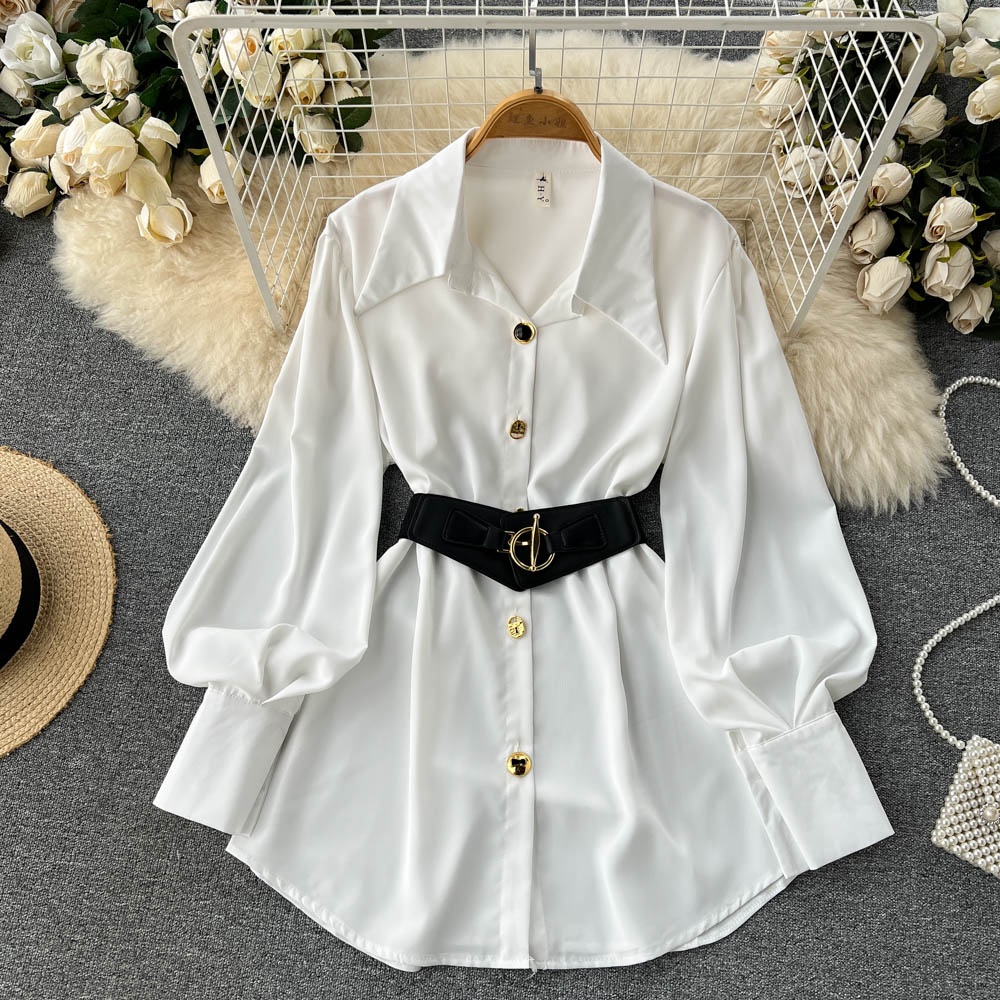 Ele Long Sve White irt Dr Wome - Corset Waist Cinch 评论和价格