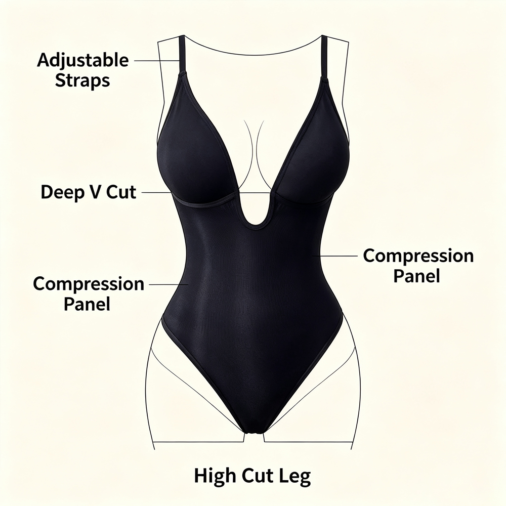 Women Deep V Backless Shapewea - Shapewear Bodysuit Firm 评论和价格
