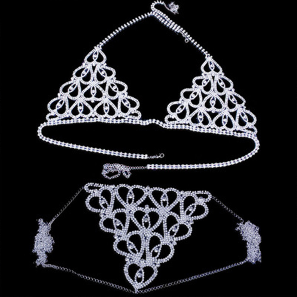 Fashion Rhinestone Heart Bra T - Thong Bikini Women 评论和价格
