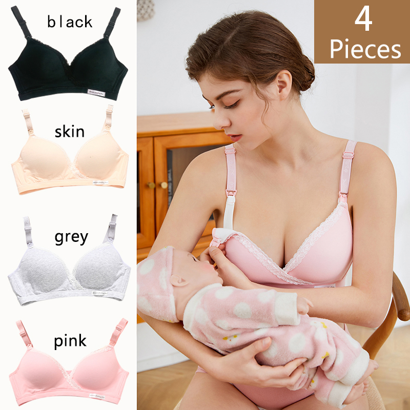 4Pcs New Cotton Wirefree Nursi - Nursing Bra Sleep 评论和价格