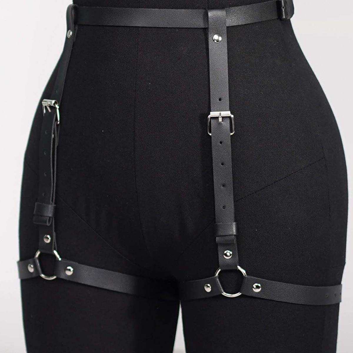Oth Punk PU Leather Full Waist - Garter Belt Set 评论和价格