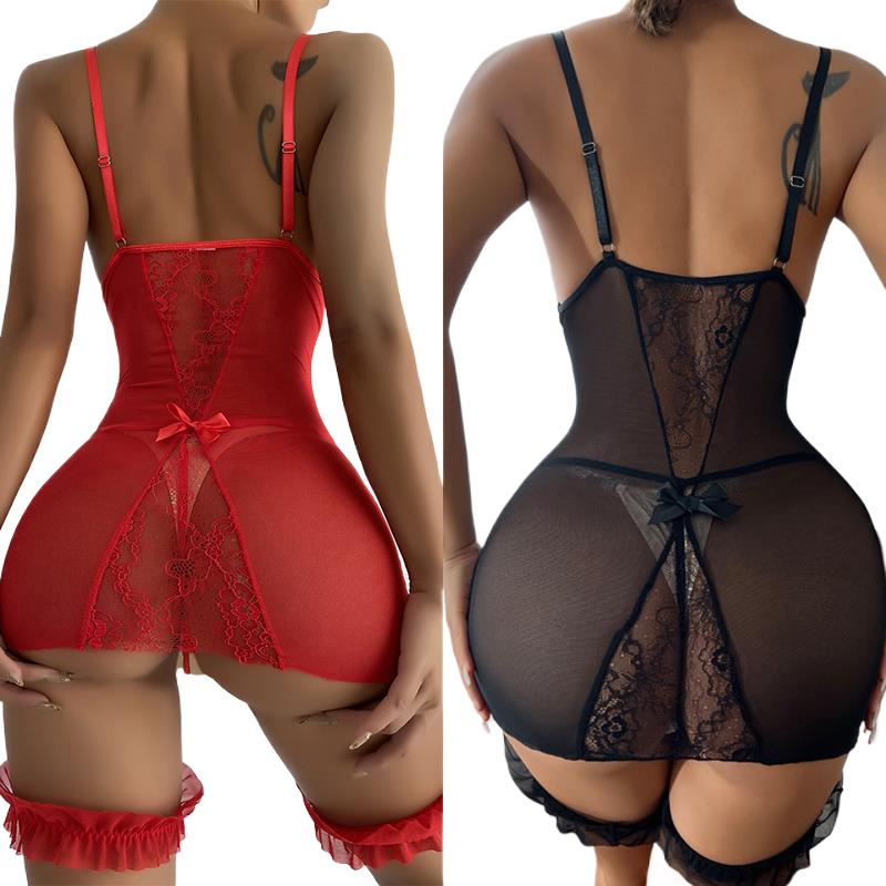 Transparent V-neck Strap Night - Babydoll Chemise Night 评论和价格