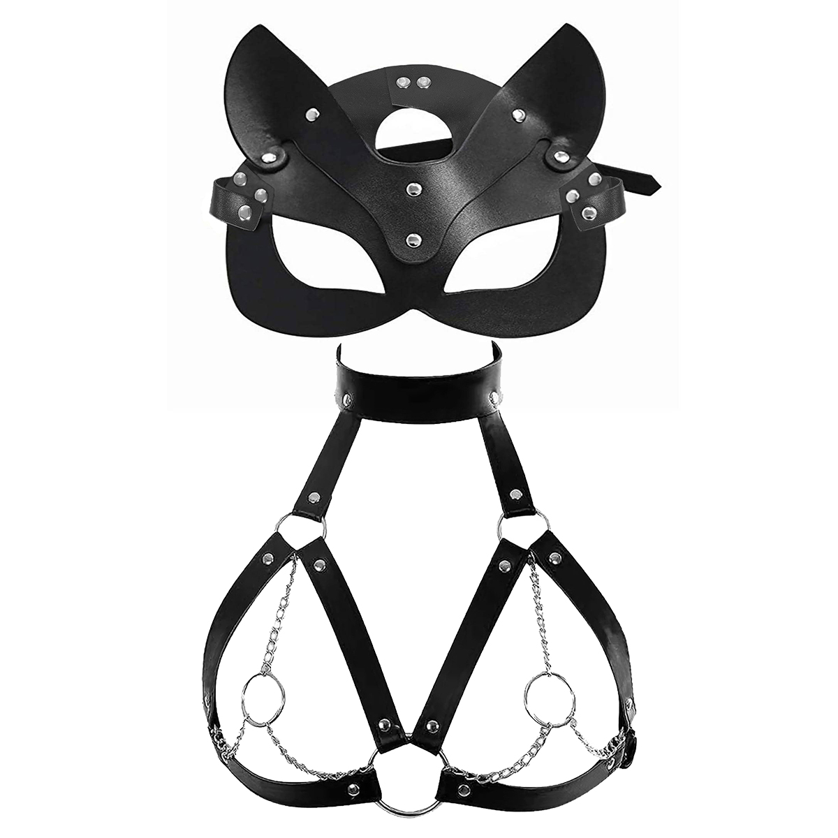 Women Sexy Mask Blindfold Cosp - Garter Belt Set 评论和价格