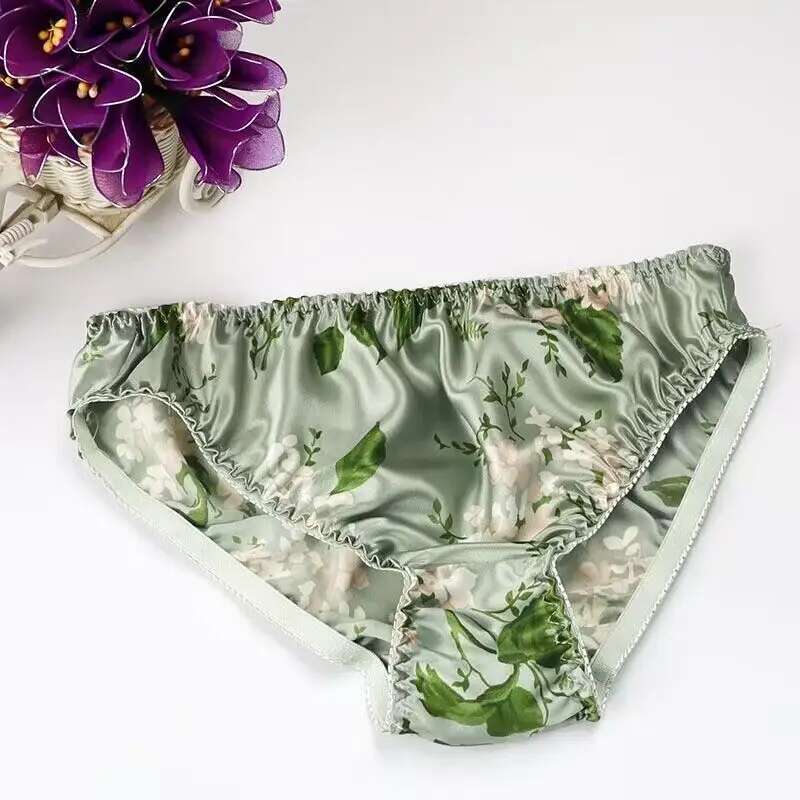 Summer Floral Print Ice Silk M - Boyshort Underwear 评论和价格